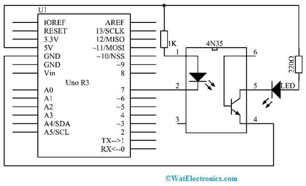 4N35 Optocoupler IC Interfacing with Arduino