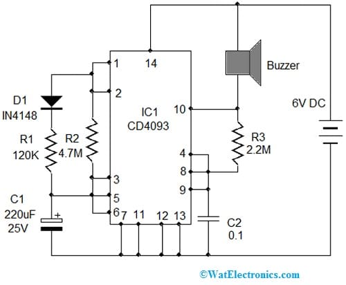 Beeper circuit with CD 4093 IC