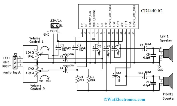 CD4440 IC Audio Amplifier Circuit