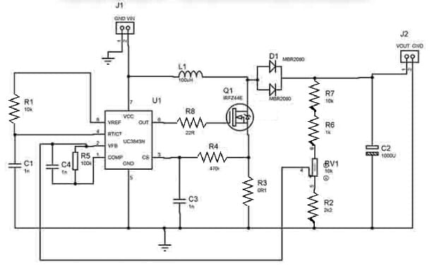 DC to DC Boost Converter with UC3843 IC