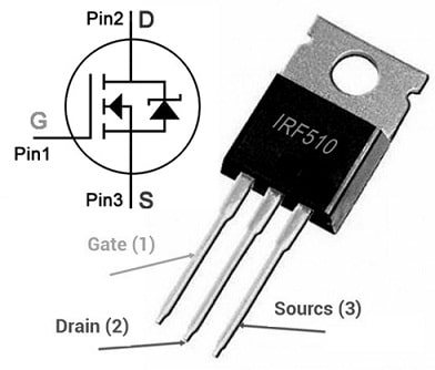 IRF510 MOSFET Pin Configuration