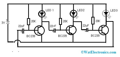 LED Sequencer Circuit with BC239 Transistors