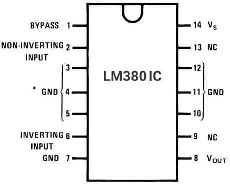 LM380 IC Pin Configuration