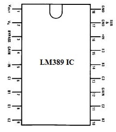 LM389 IC Pin Configuration