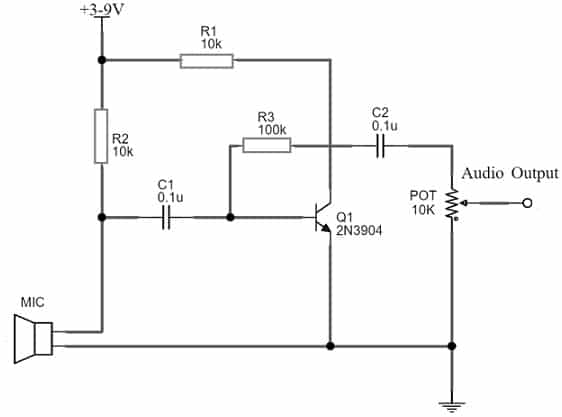 Microphone Preamplifier with 2N3904 Transistor