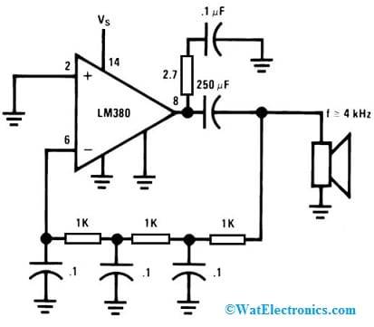 Phase Shift Oscillator Circuit with LM380 IC