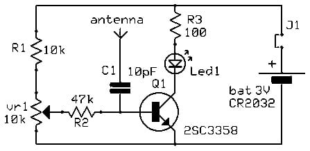 RF Mobile Signal Detector with 2SC3358 Transistor