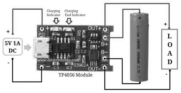 TP4056 Li Cell Charger Module Circuit