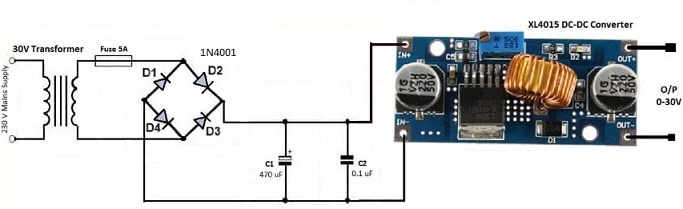 Variable Power Supply Circuit with XL4015 IC