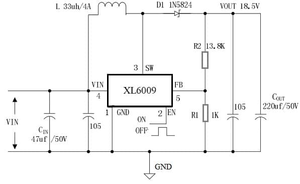 XL6009 Boost Converter Circuit